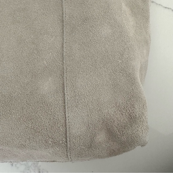 Merona Genuine Suede Leather and Cotton Shopper Tote Bag in Ivory Grey Tone - Picture 4 of 8